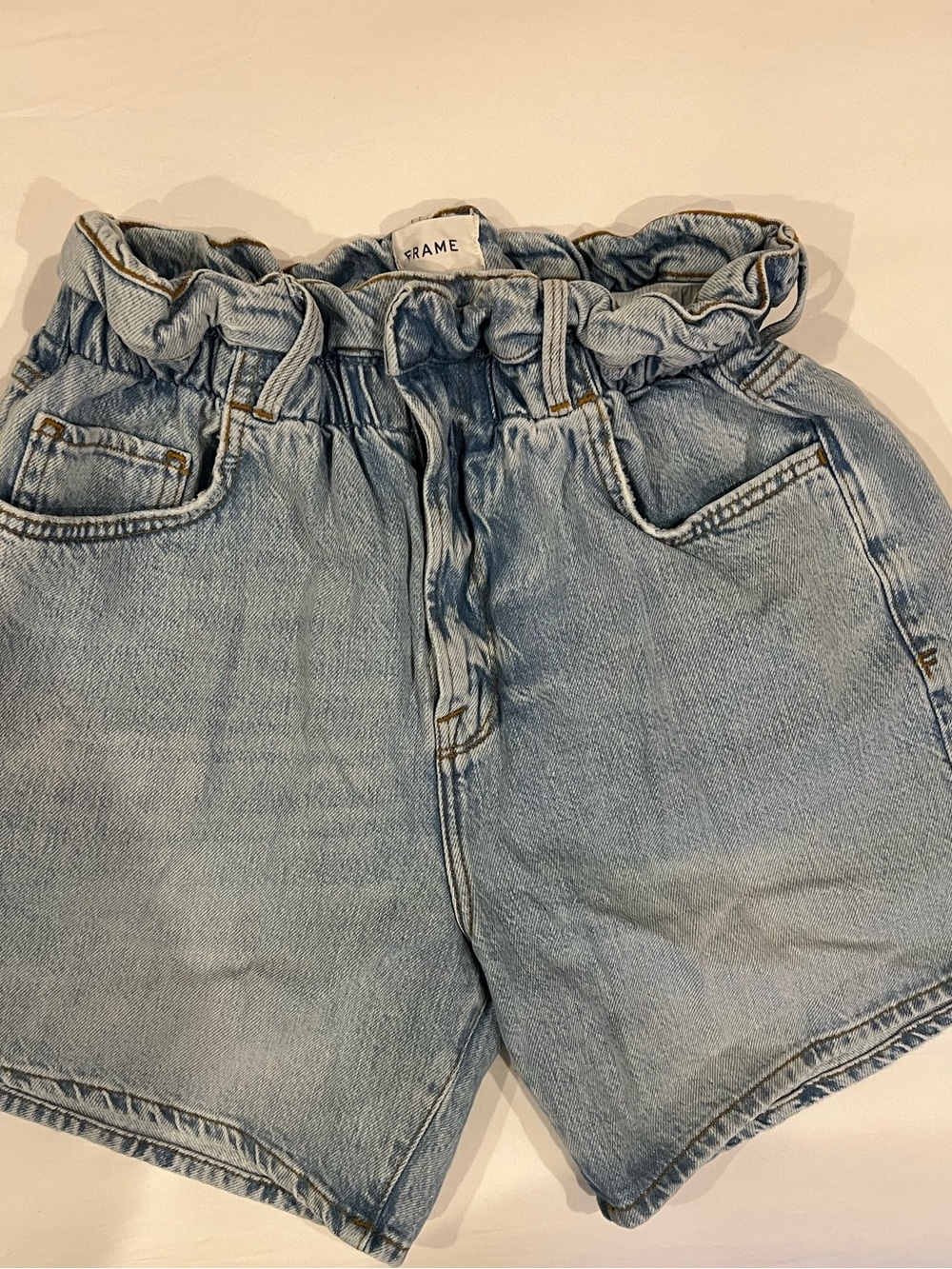 FRAME Women’s Paper Bag Waist Denim Shorts